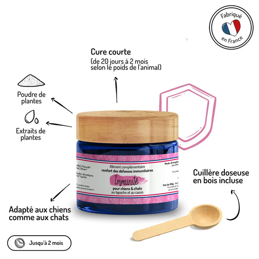 Complément immunité naturel saupoudré dans gamelle chien — cure courte plantes BIO Zenherb