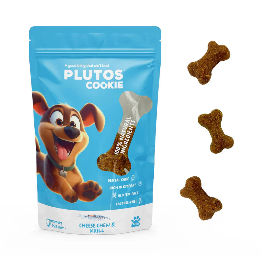 Cookies Plutos fromage krill pour chien — sans lactose sans gluten sans additifs