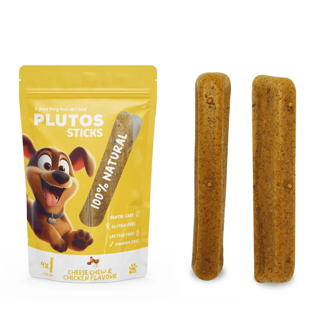Plutos Sticks dentaires poulet chien 4 pcs — friandise naturelle sans additifs Zenherb